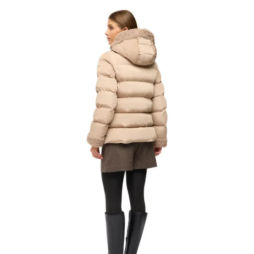 VILDE Jacket Woman Natural 48, Recycled Polyester Parka with Teddy Fur Detailing, Water Repellent Wind Blocking Outerwear for Winter Days. ITEMCODE: W5628D.T3266.F5228 - Geox - Image 10