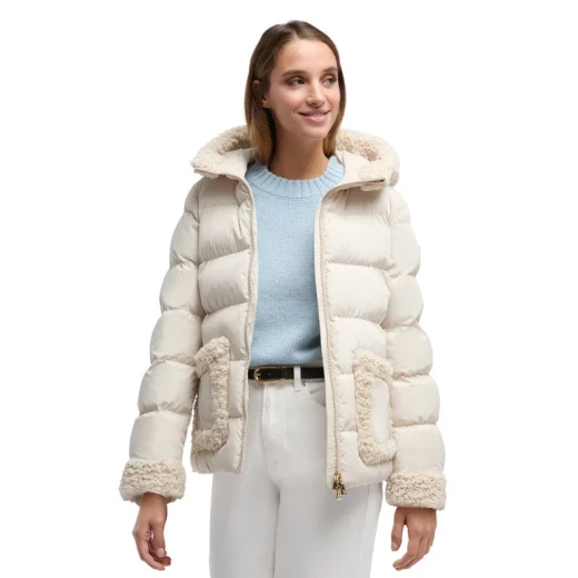 Vilde Women's Parka Jacket Recycled Polyester Mid Moonbeam Size 50 - Geox - Image 3