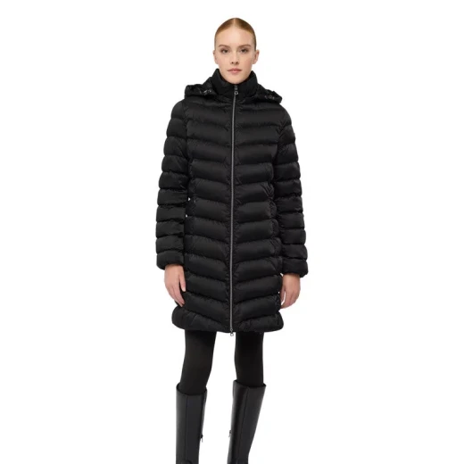 Zosma Women's Longline Jacket Black Size 40 Detachable Hood Recycled Fabric Water Resistant City Wear Feminine Cut Accentuates Waist Long Sleeves Item Code W5628T.T3274.F9000 - Zosma - Image 10