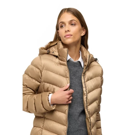 Zosma Women's Short Jacket Satin Coffee 44 Detachable Hood Winter Coat - Zosma - Image 6