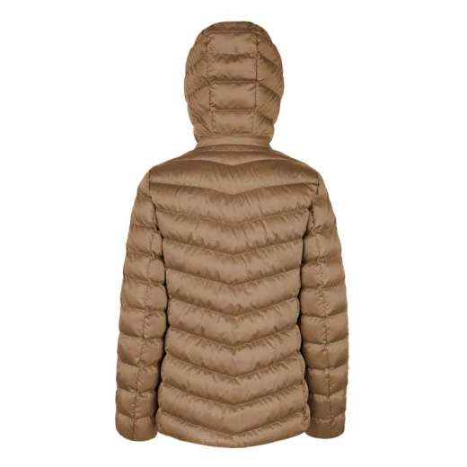 Zosma Women's Short Jacket in Coffee Satin, Size 42, with Detachable Hood, Wind and Rain Resistant, Crafted from Recycled Materials, Feminine Silhouette for Cold Weather Style - Geox - Image 9
