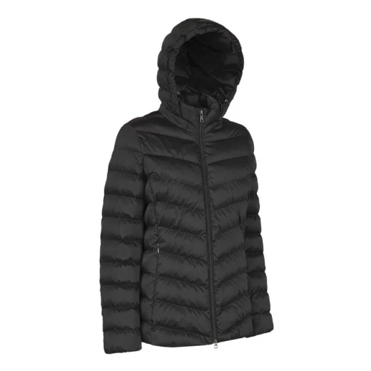 Zosma Women's Short Satin Jacket Black with Detachable Hood Size 38 Water Resistant Windproof Shiny Fabric Winter Coat for Ladies - Geox - Image 3