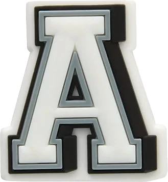 Jibbitz Letter A Varsity Style Shoe Charm Classic Design White Grey Black Outline Shadow For Crocs Clogs & Sandals Perfect For Personalization & Adding Flair 1 Count - Jibbitz - Image 2