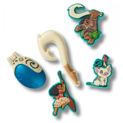 JIBBITZ Disney Moana 5 Pack Charms for Crocs Shoes, Featuring Iconic Characters, Easy to Attach, Durable and Water Resistant, Perfect for Personalizing Your Footwear Collection