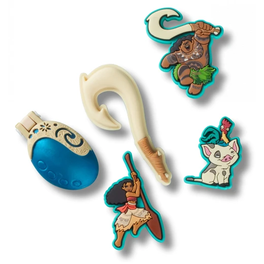 JIBBITZ Disney Moana 5 Pack Charms for Crocs Shoes, Featuring Iconic Characters, Easy to Attach, Durable and Water Resistant, Perfect for Personalizing Your Footwear Collection