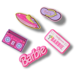 Jibbitz Barbie Retro 5 Pack Charms for Crocs Shoes Classics Accessories Fun Decorations Fits 13 Holes per Shoe for Customization