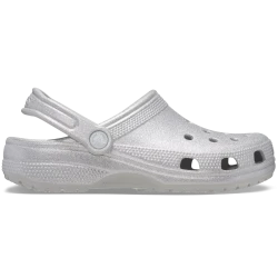 Crocs Women's Classic Glitter Clog Grey Comfort Shoes Sizes 36 37 Lightweight Sparkly Footwear Slip On Iconic Design Ideal for Everyday Wear