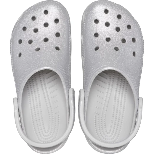 Crocs Women's Classic Glitter Clog in Grey, Sizes 38-39: Sparkle with Comfort! Lightweight and Versatile Slip On Shoes for Everyday Wear, Iconic Design - Crocs - Image 3