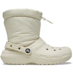 Crocs Unisex Classic Lined Neo Puff Boots Beige 43 44 Warm Winter Boots with Nylon-Lined Funnel Neck for All Day Comfort and Style - Crocs