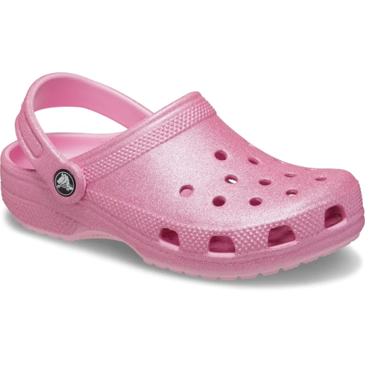 Crocs KIDS Classic Glitter Clog Pink Sparkling Comfort for Little Feet Sizes 28 29 Lightweight Flexible Pivoting Heel Straps for Secure Fit Customizable with Jibbitz Charms - Crocs - Image 3
