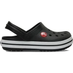 Crocs Kids' Crocband Clog Black Comfortable Lightweight Shoes Sporty Design Sizes 32 33 with Racing Stripe Contoured Footbeds Durable Croslite Material - Crocs