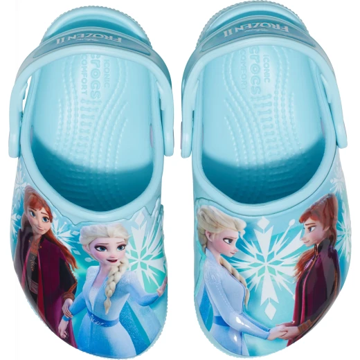 Crocs Kids Fun Lab Disney Frozen Clog Blue Clogs Featuring Anna and Elsa Graphic Patch Sizes 28 29 Perfect for School Play and Adventures Comfortable and Stylish - Crocs - Image 3