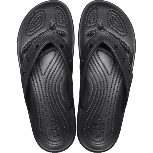 Crocs Unisex Classic Flip Sandals Black Size 36-37 Comfortable Lightweight Versatile with Jibbitz Charm Holes Textured Heel Croslite Foam Construction Easy to Wear - Crocs - Image 3