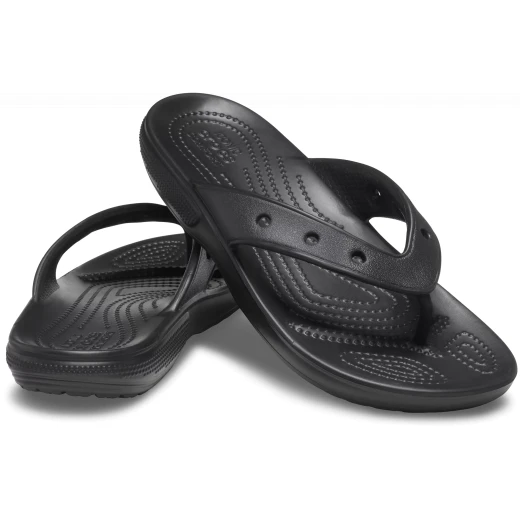 Crocs Unisex Classic Flip Sandals Black Size 36-37 Comfortable Lightweight Versatile with Jibbitz Charm Holes Textured Heel Croslite Foam Construction Easy to Wear - Crocs - Image 4