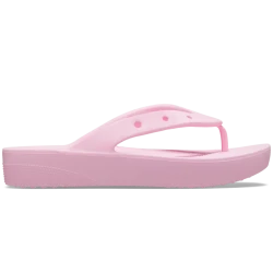 Crocs Women's Classic Platform Flip Flops Stylish Elevated Design With Textured Heel & 6 Holes For Jibbitz Charms Size 41 42 Pink Color Comfortable Footwear