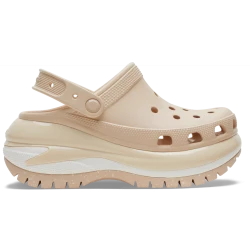 Crocs Women's Classic Mega Crush Clog Beige Platform Sandals Size 41-42 Adjustable Backstrap Jibbitz Compatible
