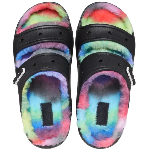 صنادل كوزي النسائية الكلاسيكية المصبوغة بالرش متعددة الألوان بتصميم مميز وبطانة ناعمة ونعل مرتفع مقاس 39 و 40 مثالية لتخصيصها باستخدام سحر Jibbitz - كروكس - Image 7