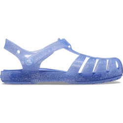 Crocs Toddlers Isabella Glitter Fisherman Sandals in Blue, Featuring Soft Gemlite Uppers, Closed Toe Design, Hook and Loop Closures, Sizes 19-20 for Little Ones