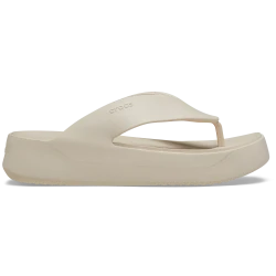 Crocs Women's Getaway Platform Flip Sandals with Free Feel Technology, Beige, Sizes 41-42. Experience Seamless Comfort and Stylish Silhouettes for Every Getaway.