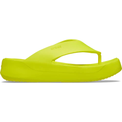 Crocs Women's Getaway Platform Flip Sandals with Free Feel Technology, Green Color, Sizes 37-38. Stylish and Comfortable for Any Occasion.
