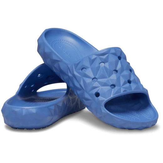 Classic Unisex Geometric Slide 2.0 Sandals in Blue, Sizes 37-38. Featuring Iconic Crocs Comfort for All Day Wear. Perfect for Personalization with Jibbitz Charms. - Crocs - Image 4