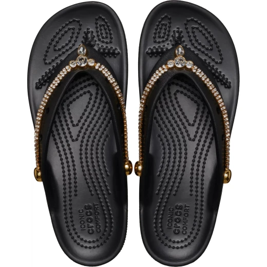 Crocs Women's Classic Platform Tiara Flip Sandals Black 34 35 - Crocs - Image 3
