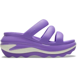 Crocs Women's Mega Crush Triple Strap Slide Sandal: Purple Platform Clog with Enhanced Tread and 3 Secure Straps. Available in Sizes 37-38. Elevate Your Style!