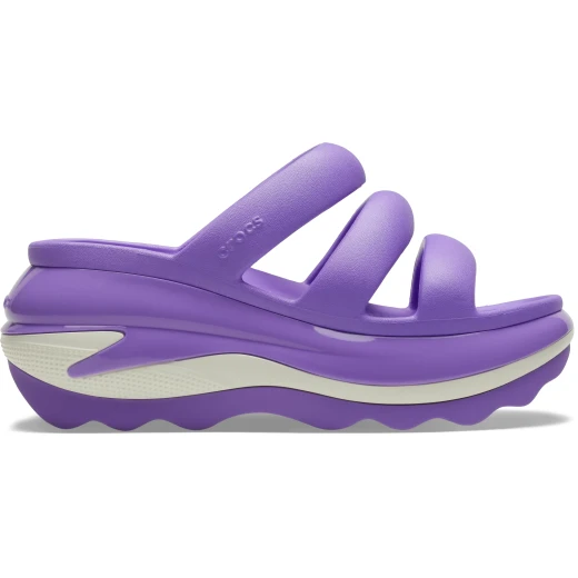 Women's Mega Crush Triple Strap Slide Sandal: Purple Platform with 3 Adjustable Straps, Sizes 34-35, Enhanced Rubber Tread for Stylish Comfort - Crocs - Image 2