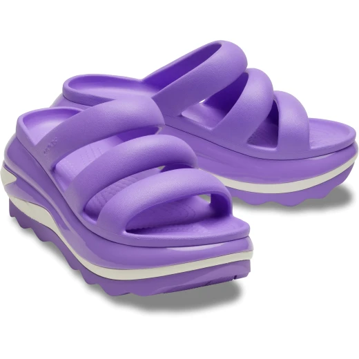 Women's Mega Crush Triple Strap Slide Sandal: Purple Platform with 3 Adjustable Straps, Sizes 34-35, Enhanced Rubber Tread for Stylish Comfort - Crocs - Image 8