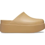 Women's Dylan Platform Clog in Brown Leather 34 35: Modern Mule Design for Iconic Comfort. Elevated Silhouette for Casual or Dressy Outfits. Available in Sizes 34 and 35.