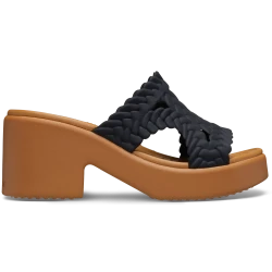Crocs Brooklyn Woven Heel Women's Black Espadrille Sandals, Sizes 41-42, Featuring LiteRide Foam for All-Day Comfort and Effortless Style, Versatile for Work and Play