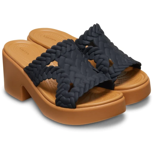Crocs Brooklyn Woven Heel Women's Black Espadrille Sandals 36 37 Lightweight LiteRide Foam Technology Comfortable Stylish Versatile Shoes for Work or Play - Crocs - Image 4