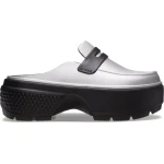 Stomp Women's Metallic Loafer Shoes Grey Finish with Exaggerated Chunky Soles Comfortable Slip On Design Sizes 34 35 Perfect for Everyday Wear Stylish Footwear Collection - Crocs