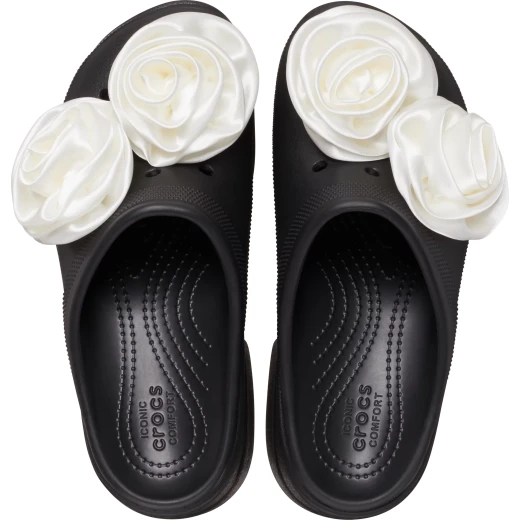 Crocs Women's Siren Rosette Clog in Black with Removable Fabric Embellishments, High Heel Design, Sizes 38 39. Comfortable for All Day Wear From Sunset to Sunrise. - Crocs - Image 12