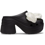 Crocs Women's Siren Rosette Clog in Black with Removable Fabric Embellishments, High Heel Design, Sizes 38 39. Comfortable for All Day Wear From Sunset to Sunrise. - Crocs