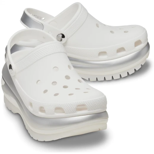 Crocs Women's Mega Crush Metallic Clog White 37 38 Featuring Eye Catching Metallic Midsole and Customizable with Jibbitz Charms Perfect for Women's Fashion - Crocs - Image 5