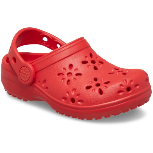 Toddlers Classic Floral Cut Out Clog Red 27 28 Lightweight Comfort Shoes - Crocs - Image 3
