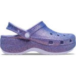 Crocs Classic Platform Glitter Clog Women's Purple Shoes 37-38 Iridescent Sparkle Comfortable Lightweight - Crocs