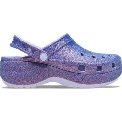 Crocs Classic Platform Glitter Clog Women's Purple Shoes 37-38 Iridescent Sparkle Comfortable Lightweight