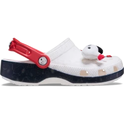 Crocs Kids Peanuts Classic Clog White Snoopy Design with Exclusive Jibbitz Charms Sizes 32 33 Comfortable Slip On Shoes for Children Featuring Joe Cool Details