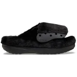 شبشب كلاسيكي للجنسين من Crocs Unfurgettable مع حزام قابل للتعديل لتوفير الراحة، يتميز بجزء علوي من الفرو الصناعي، وثقوب Jibbitz™، ونعل داخلي ناعم مريح، مقاس 42-43، أسود - عام