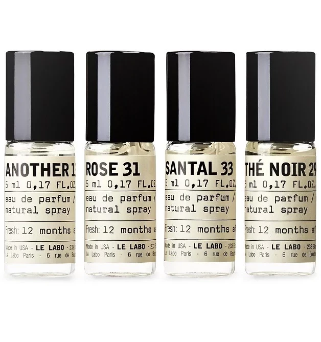 Le Labo Discovery Set 4 Signature Unisex Fragrances 5ml each travel size, luxury sample collection perfect for testing and discovering new favorite scents, elegant set ideal for travel and fragrance exploration lovers