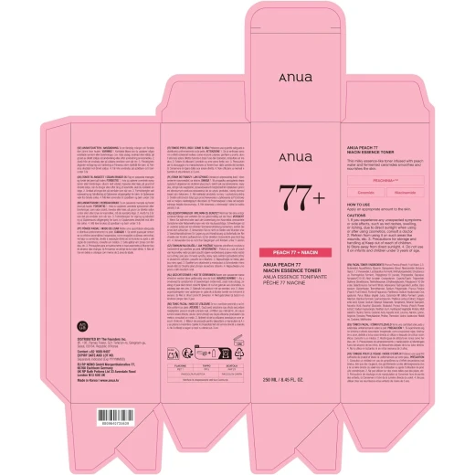 تونر Anua Peach 77 Niacin Essence 250 مل، تونر الوجه الكوري المشرق لبشرة زجاجية - أنوا - Image 2