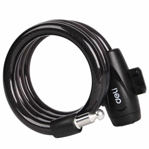 Deli Can029 Bicycle Cable Lock 12x1200mm Anti Theft Keyed Black Deli Can029 Bicycle Cable Lock 12x1200mm Anti Theft Keyed Black