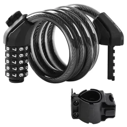 Deli Tools Bike Lock 5 Digit Combination Black 1.2 Meter Anti Theft Security