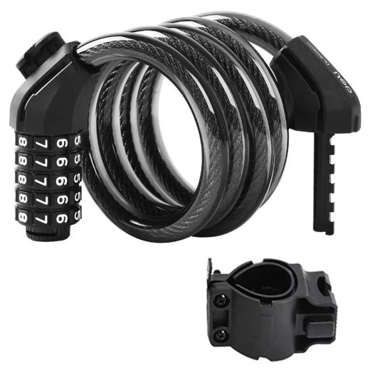 Deli Tools Bike Lock 5 Digit Combination Black 1.2 Meter Anti Theft Security