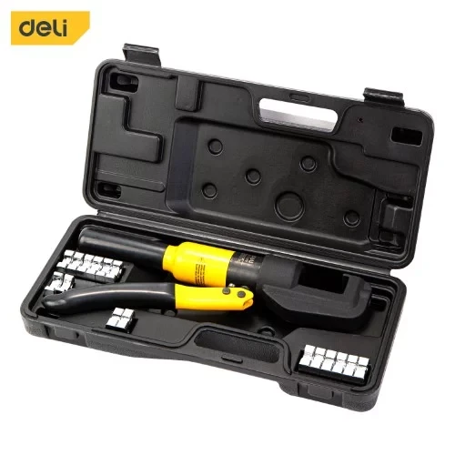 DELI EDL YQ70 Hydraulic Crimping Tool Kit for 6mm to 70mm² Cables with 11 Dies and Heavy Duty Storage Case, Professional Grade Crimper - Deli
