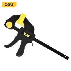 Deli 24 Inch Quick Bar Clamp EDL110124, Steel and Reinforced Plastic, Black and Yellow