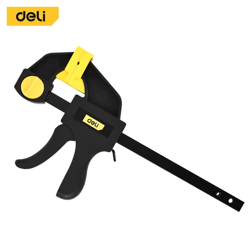 Deli 24 Inch Quick Bar Clamp EDL110124, Steel and Reinforced Plastic, Black and Yellow - Deli