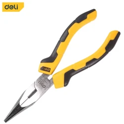 Deli EDL2106 Long Nose Pliers 6 Inch for Electrical Work, Precision Gripping and Cutting Tool for Professionals and DIY Enthusiasts